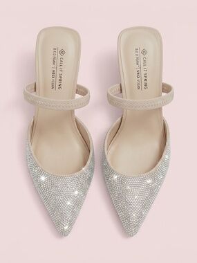 NWT Call It Spring Crystal-Embellished Pointed-Toe Heels